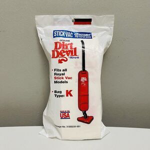 10 Genuine Dirt Devil Royal Type K Vacuum Replacement Bags 3-320235-001 SEALED